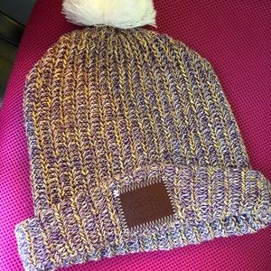 Purple and gold knit Love Your Melon hat